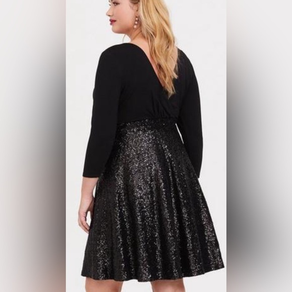 Torrid - Special Occasion Black Sequin Skater Dress - Picture 2 of 7